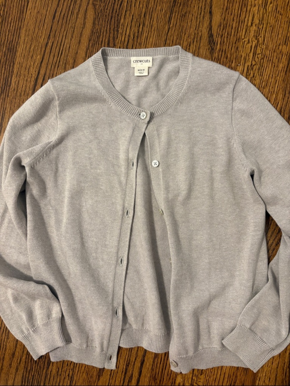 Crewcuts Light Gray Button-Front Crewneck Cardigan